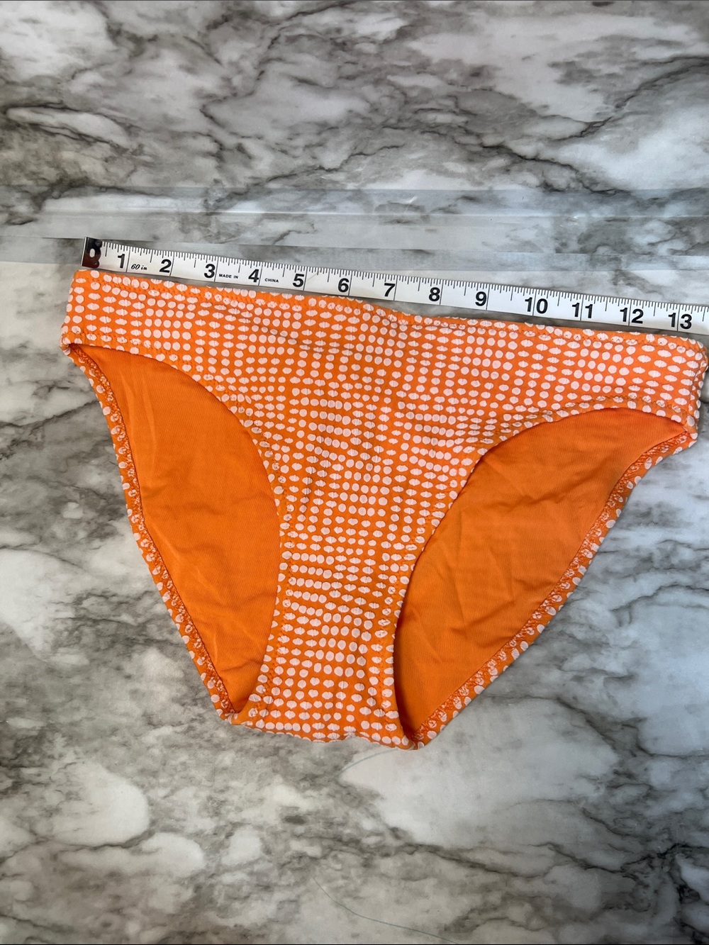 aerie Orange and White Dot Bikini Bottom